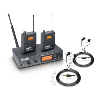 Wireless In-Ear Monitoring System with 2 x Belt Pack and 2 x In-Ear Headset  - 584 - 607 MHz