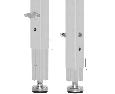50 x 50 mm TELESCOPIC LEG WITH LOCKING PIN AND LEVELLER TO ADJUST THE PLATFORM HEIGHT FROM 30 TO 40 cm