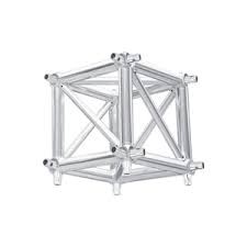FOUR-WAY ALUMINIUM BOX CORNER FOR TQN400XL SQUARE TRUSS (400 x 400 mm). THICKNESS: 3 mm. COUPLING SYSTEM INCLUDED