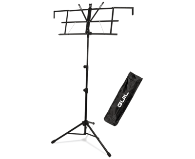 HEAVY-DUTY, 3-SECTION FOLDING MUSIC STAND WITH NYLON CARRY BAG REF. BL/AT. EXTENDABLE TRAY FOR LONG SHEET MUSIC