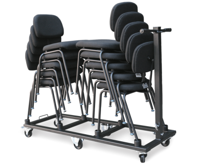 TRANSPORT TROLLEY FOR 10 ERGONOMIC ORCHESTRA CHAIRS REF. SLL-03. PROVIDED WITH 6 WHEELS (4 SWIVELLING, 2 OF WHICH HAVE A BRAKE) SPECIAL DESIGN FOR EASY MANOEUVRABILITY