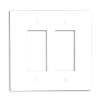 Dual gang, Decora-style cover plate, white