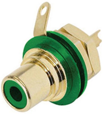 REAN phono jack (Cinch/RCA) chassis connector, gold plated cts, isolation washer - Green