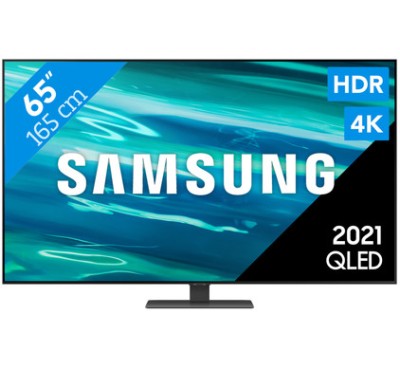 Samsung QE65Q80AAT - 65" Diagonal Class Q80A Series LED-backlit LCD TV - QLED - Smart TV - Tizen OS - 4K UHD (2160p) 3840 x 2160 - HDR - Quantum Dot, Direct LED - silver carbon