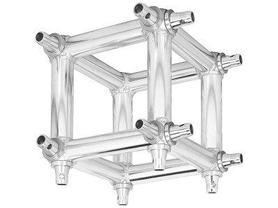 FIVE-WAY ALUMINIUM BOX CORNER FOR TQN400XL SQUARE TRUSS (400 x 400 mm). THICKNESS: 3 mm. COUPLING SYSTEM INCLUDED