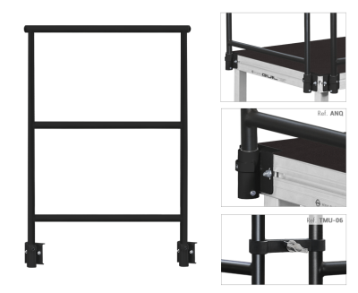 SAFETY RAILS FOR TRAPEZIUM SHAPED CHORAL MODULES (REF. GRT-2). INCLUDES: 2 SAFETY RAIL HOLDER CONNECTORS + TMU-06/GRT CONNECTOR (ENOUGH FOR SET-UP SPECIFIED).