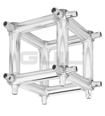 SIX-WAY ALUMINIUM BOX CORNER FOR TQN290 SQUARE TRUSS (290 x 290 mm). COUPLING SYSTEM INCLUDED