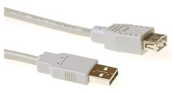USB 2.0 extension cable USB A male - USB A female ivory. Length: 0,50 m
