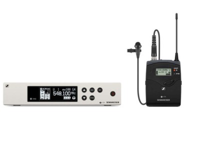Wireless lavalier set. Includes (1) SK 100 G4 bodypack, (1) ME 2-II lavalier microphone (omnidirectional, condenser), (1) EM 100 G4 rackmount receiver, (1) rackmount kit and (1) RJ10 linking cable, frequency range:B (626 - 668 MHz)