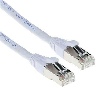 CAT6A S/FTP PiMF LSZH patch cable snagless white. Length: 1.00 m