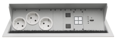 Desktop connection panel set PLUS 3 | RAL 9006 Weißaluminium (Silber) | 30 m | 1 m