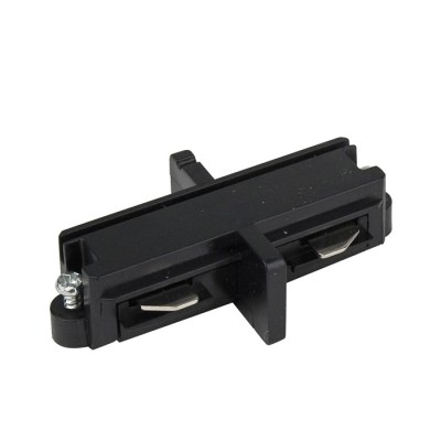 Straight connector black 1-circuit track IP20