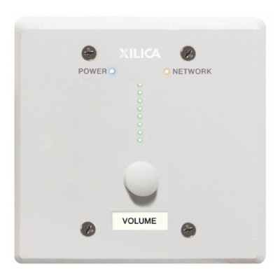 Single, programmable level control on a 2-gang size aluminium panel in white.