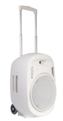 Ibiza DRAAGBAAR STAND-ALONE GELUIDSYSTEEM 12”/30CM MET USB-MP3, REC, VOX, BLUETOOTH & 2 UHF MICROFOONS - WIT