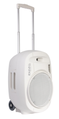 Ibiza DRAAGBAAR STAND-ALONE GELUIDSYSTEEM 15”/38CM MET USB-MP3, REC, VOX, BLUETOOTH & 2 UHF MICROFOONS - WIT