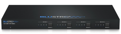 Blustream MX44KVM 4x4 USB KVM Matrix supporting USB 3.0 data transfer rates up to 5Gbps, 4x configurable GPIO, Front Panel, IR, TCP / IP and RS-232 control with loop-through, web-GUI
