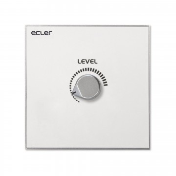 Ecler 70 / 100V line attenuator with integrated 24 VDC priority relay. 100W maximum output power. Universal surface-mount installation box included. Dimensions 172 x 38 x 86 mm.