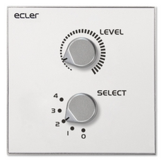 Ecler Remote wall panel control for one volume management + source or preset selection. Compatible with all Ecler 0-10V DC REMOTE control port, like MPA-R, ALMA, MIMO88 / SG, NXA series, CA series, GPA series, etc. Universal surface-mount installatio