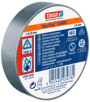 PVC Electrical tape TESA 53988 19MM x 20M - Grey