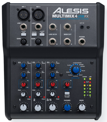 Alesis Multimix 4 USB FX - 4-Channel Mixer with Effects & USB Audio Interface