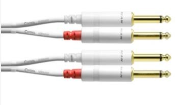 AUDIO KABELS / Essentials / Jack / Audio kabel dubbel asym.REAN 2x2 J. mono M.1,5m wit CFU1.5PP-SNOW