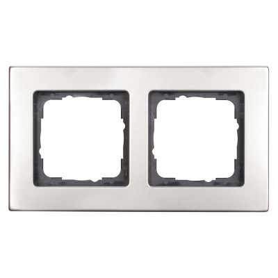 Switch frames, 2-way , scale: 50x50 mm, stainless steel, colour: stainless steel