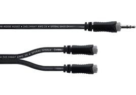 Y-kabel, 1x Stereo 3.5 Jack M / 2x 3.5 Jack F - 0,3m