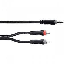 Y-kabel, 1x Stereo 3.5 Jack M / 2x RCA M - 1,5m