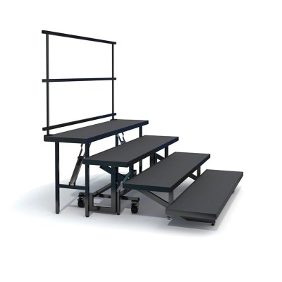 Intellistage 4-tier straight folding choral riser with guardrail