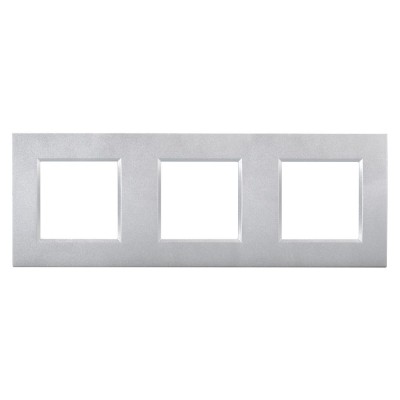 Switch frames, 3-way outside 80 x 222 mm, scale: 45x45 mm, plastic, colour: alum