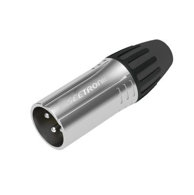 SEETRONIC M Series Indoor XLR Cable Connectors MALE:  3-core XLR male cable connector with pearl chrome plated shell and silver plated contacts