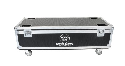 Flightcase for 8* nonolifght ww120rgbwa with cable compartement with wheels