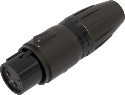 SEETRONIC W Series Outdoor XLR Cable Connectors FEMALE:3-core XLR female cable connector with black plated shell and gold plated contacts