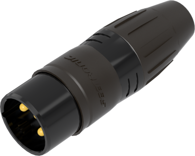 SEETRONIC W Series Outdoor XLR Cable Connectors MALE: 3-core XLR male cable connector with black plated shell and gold plated contacts