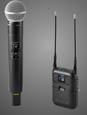 SLX-D Digital Portable Wireless System, 1x SLXD2/SM58 Handheld Transmitter, 1x SLXD5 Portable Receiver, 1x cold shoe adaptor, 1x treaded 3,5 mm to 3,5 mm cable, 40 cm, 1x treaded 3,5 mm to XLRM cable, 45 cm, frequency band G59 (470-514 MHz)