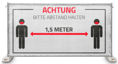 Fence Panel "Bitte Abstand halten" Gauze type 800 1.76 x 3.41 m, with eyelets