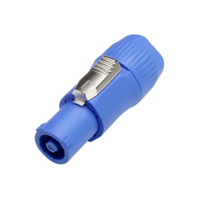 Lockable cable connector, power-in, screw terminals, blue