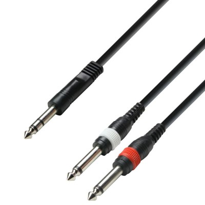 Audio Cable 6.3 mm Jack stereo to 2 x 6.3 mm Jack mono 3 m