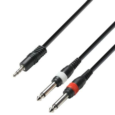 Audio Cable 3.5 mm Jack stereo to 2 x 6.3 mm Jack mono 3 m