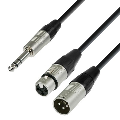 Audio Cable REAN 6.3 mm Jack Stereo to 1 x XLR male and 1 x XLR female 1.8 m