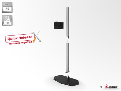 Flat panel floor stand Quick Release, 1 column, height 1800mm.  max. 55", max. 3
