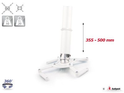 Audipack QFIX-0500TW - Universal telescopic ceiling mount 355-500 mm, white