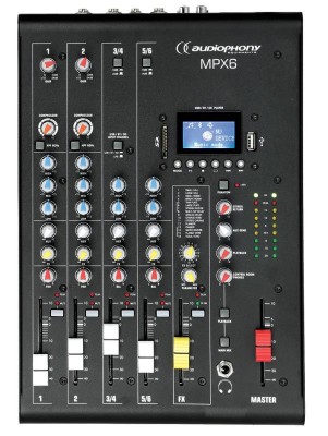 Audiophony MPX6 - 6ch mixer + Compressor + FX + USB/SD/BT player