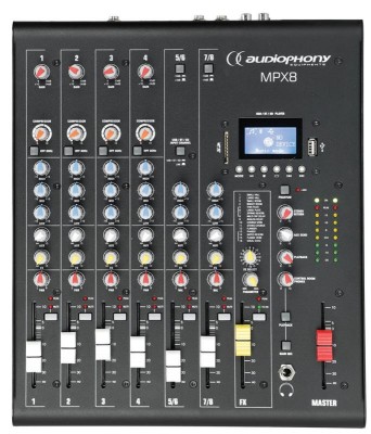 Audiophony MPX8 - 8ch mixer + Compressor + FX + USB/SD/BT player
