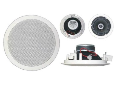 (12) 6.5" two-way ceiling speaker 8 ohms / 60 watts, white, with removable logo