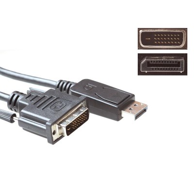 Conversion cable DisplayPort male - DVI male. Length: 5,00 m