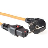 230V connection cable schuko male (angled) - C13 lockable orange, Length: 2,00 m