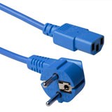 230V connection cable schuko male (angled) - C13 blue, Length: 3,00 m