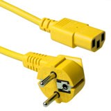 230V connection cable schuko male (angled) - C13 yellow, Length: 0,60 m