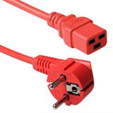 230V connection cable schuko male (angled) - C19 red, Lengte: 3,00 m